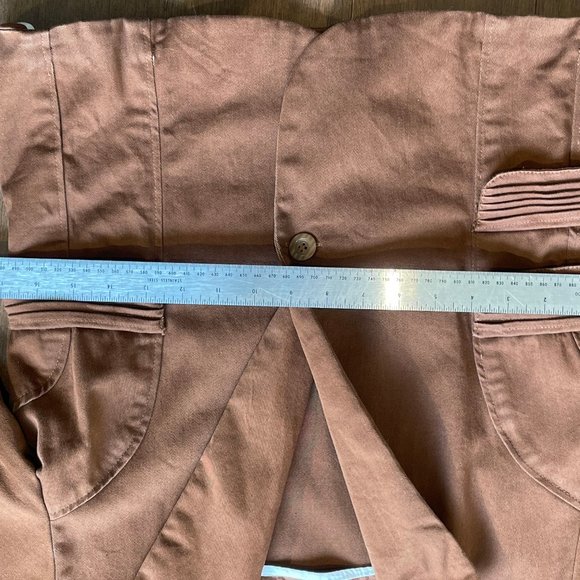 Short Blazer with asymetrical pocket detail Caramel  Brown Cotton - Picture 6 of 13